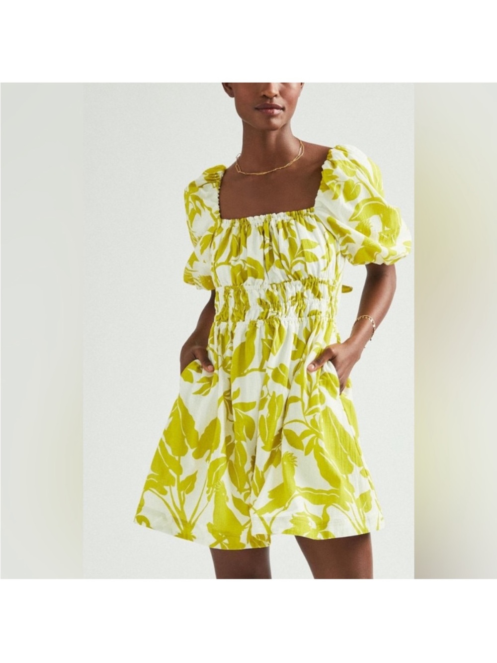 Anthropologie Maeve Feliciana parrot puff sleeve dress